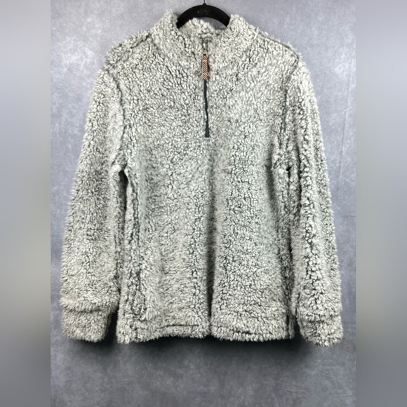 WEATHERPROOF Fleece Pullover with 1/4 Zip Neckline Cotton Gray Size M - Picture 2 of 15